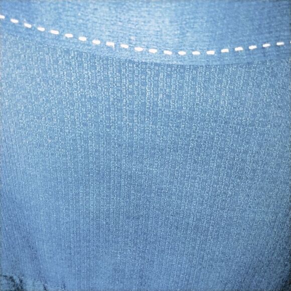 Joe Marlin Button Down Shirt Color Block Heavy Stitching Sz L Dark Blue Lt Blue - Picture 7 of 8